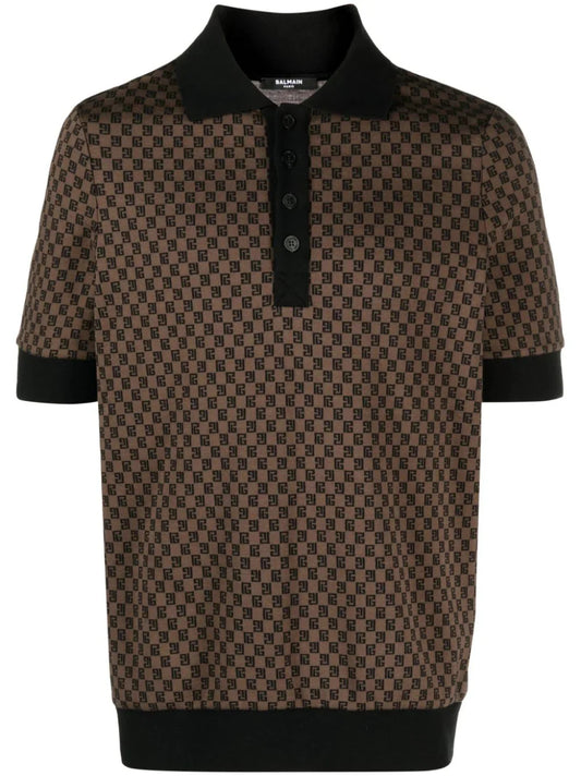 Mini Monogram Jacquard Polo Shirt by Balmain - bottegalusso: Premier Destination for Modern Luxury Menswear