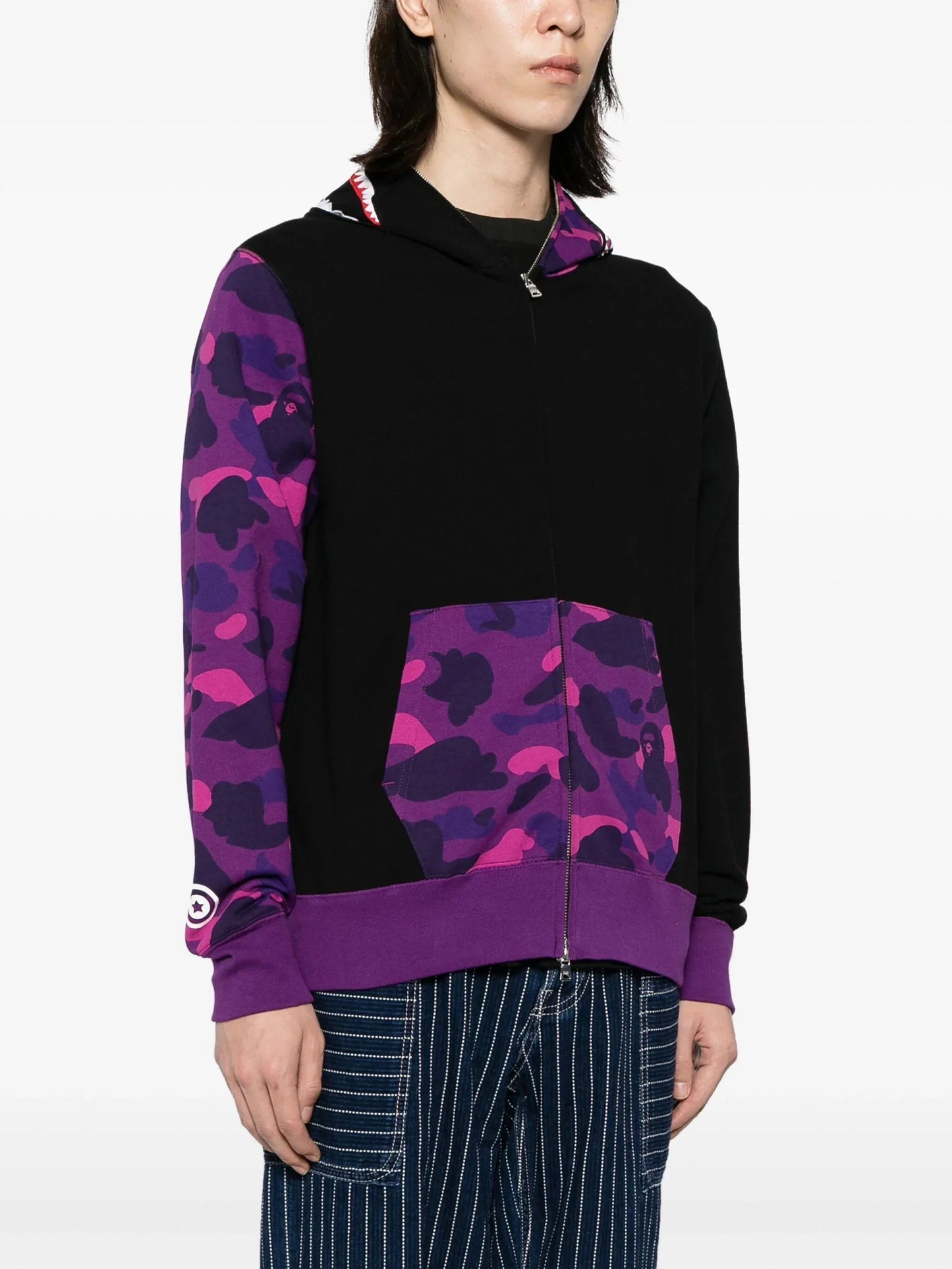 shark camouflage pattern cotton hoodie by a bathing ape® - bottegalusso: premier destination for modern luxury menswear