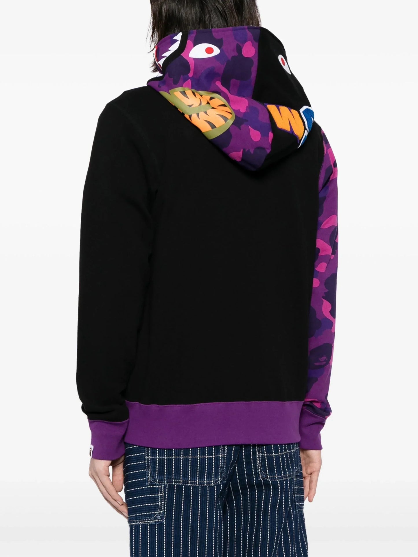 shark camouflage pattern cotton hoodie by a bathing ape® - bottegalusso: premier destination for modern luxury menswear