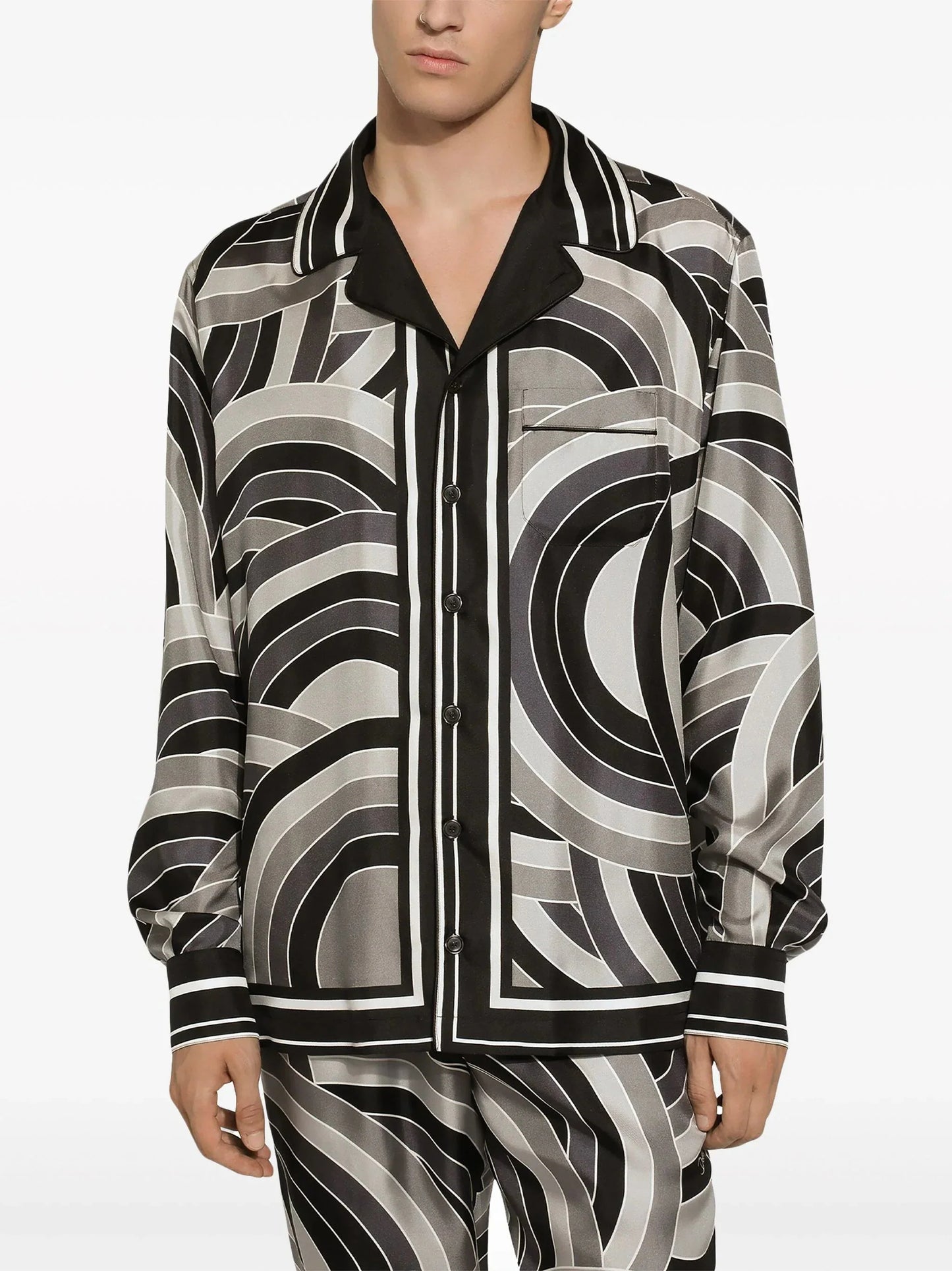 geometric print silk shirt