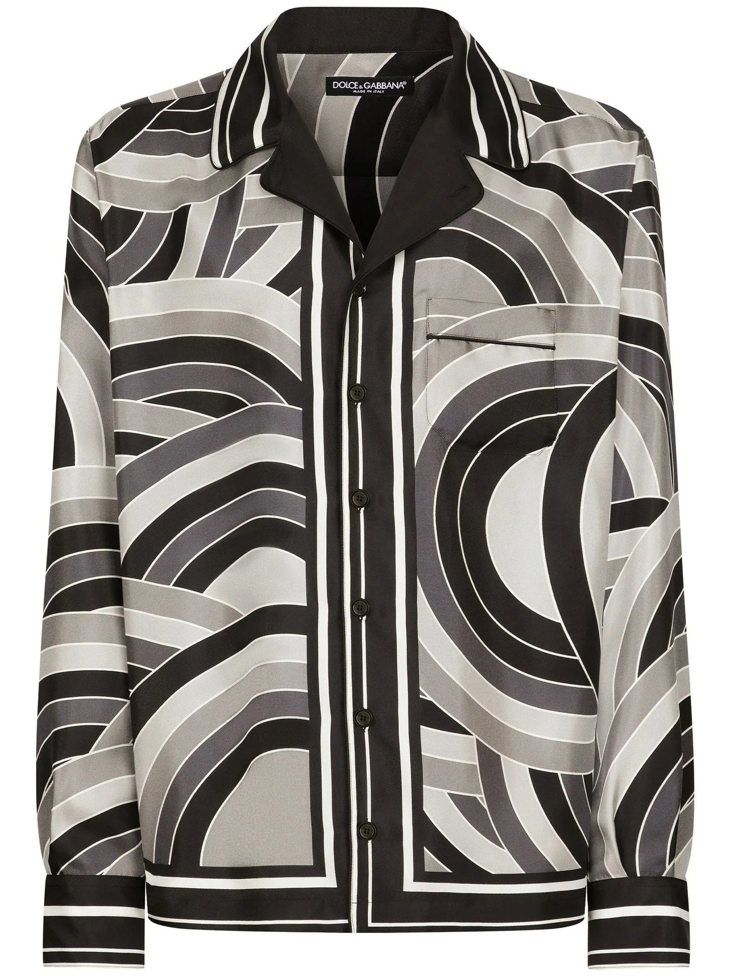 geometric print silk shirt