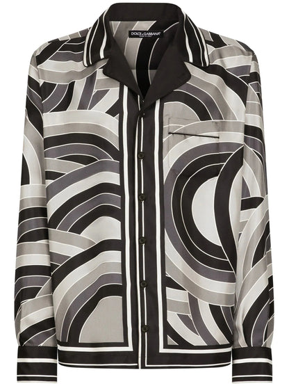 Geometric Print Silk Shirt