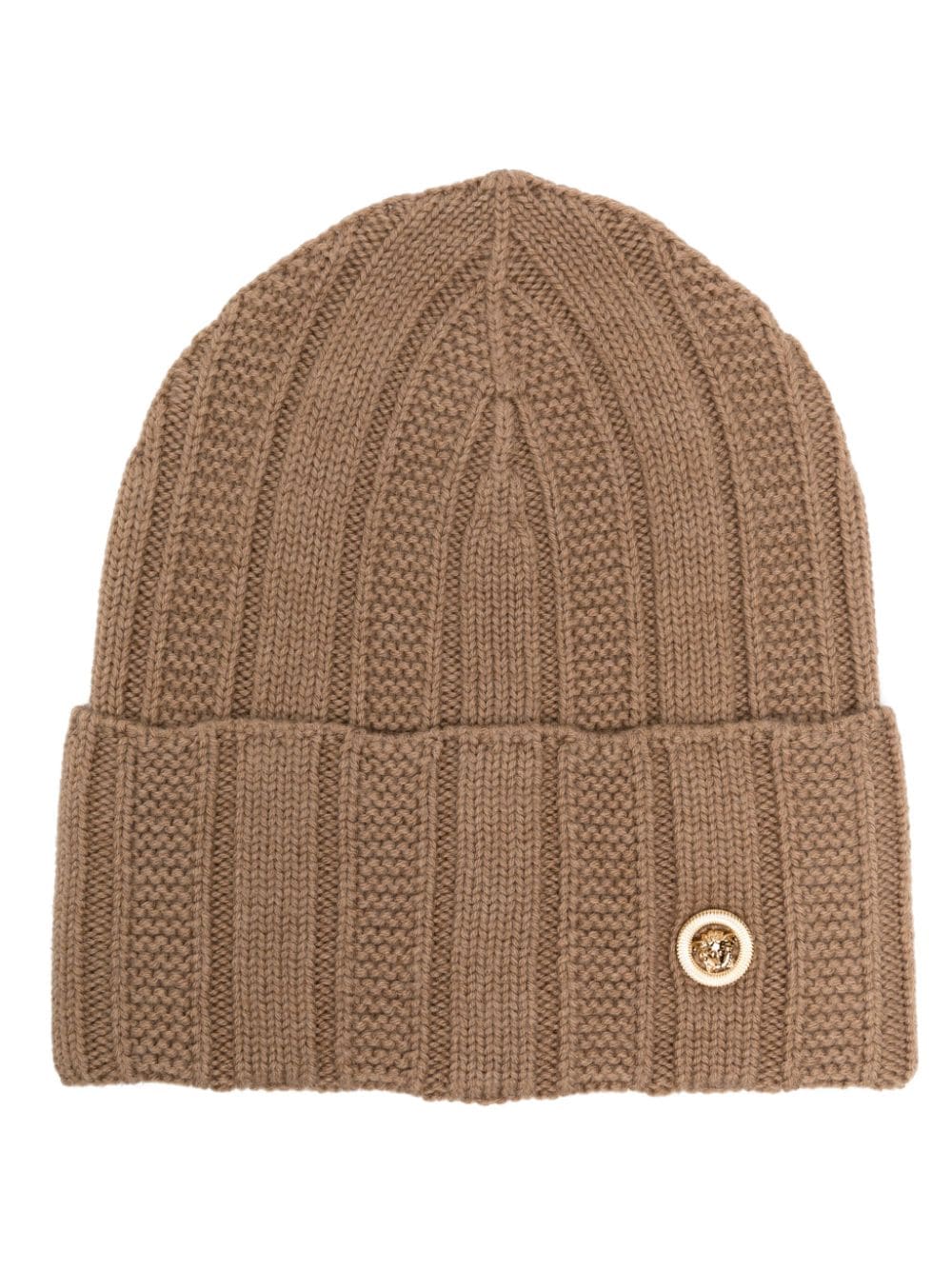 medusa plaque ribbed beanie by versace - bottegalusso: premier destination for modern luxury menswear