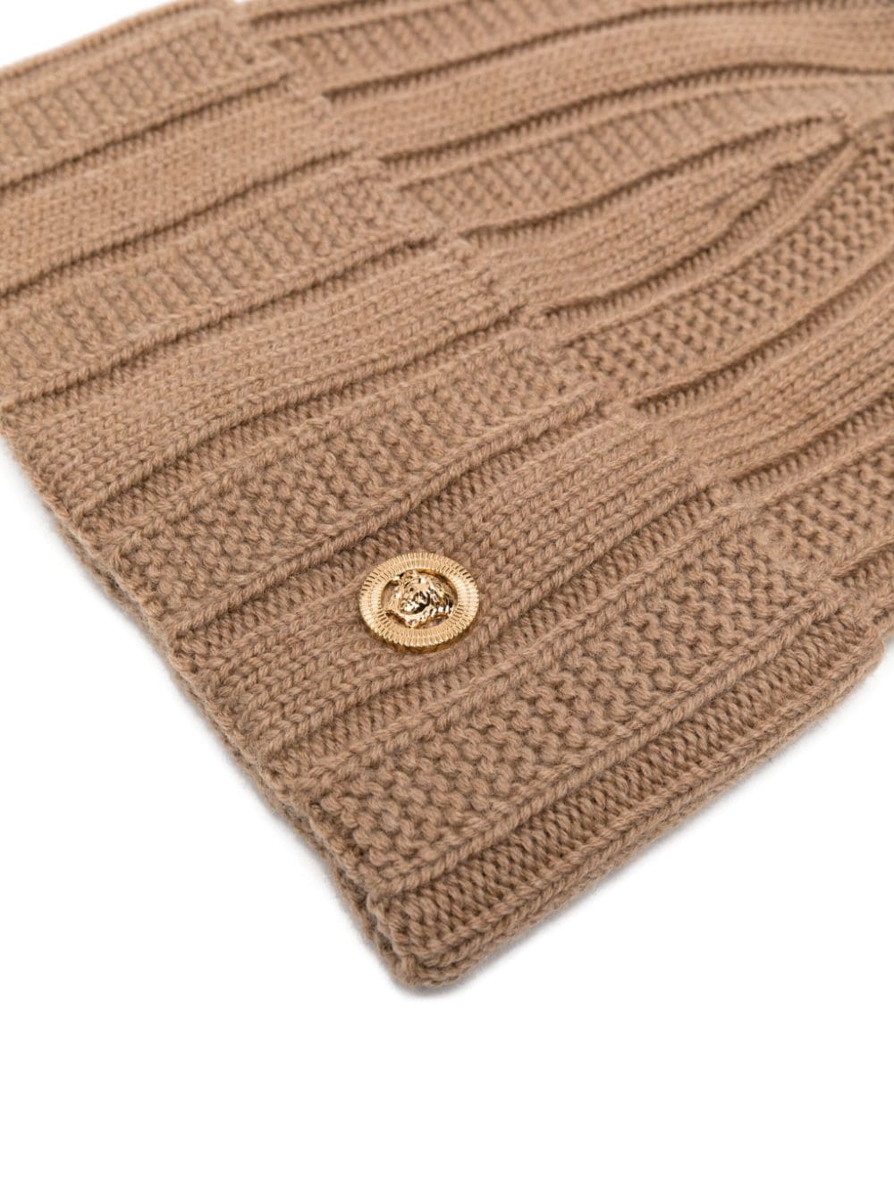 medusa plaque ribbed beanie by versace - bottegalusso: premier destination for modern luxury menswear