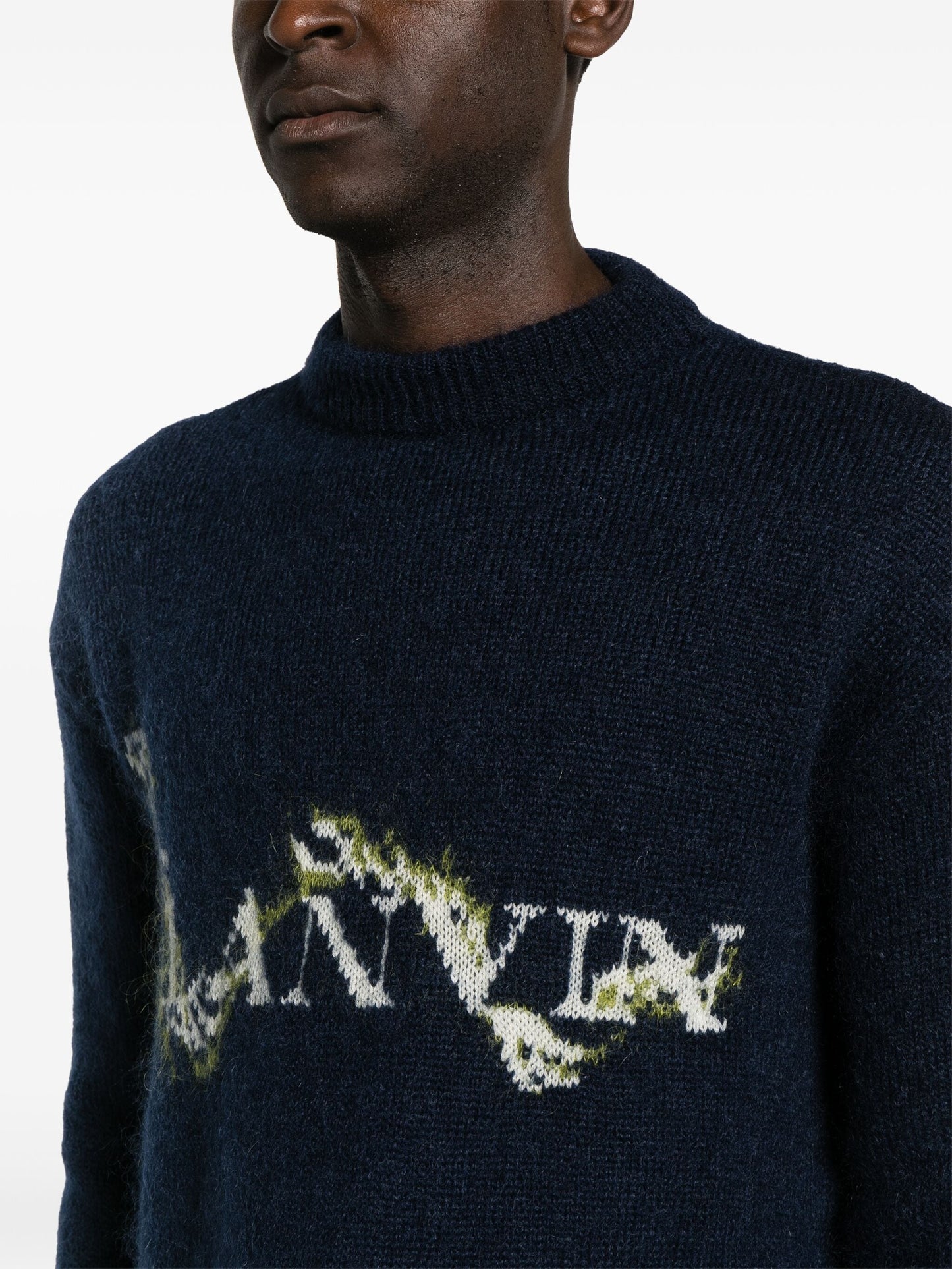 mock neck logo jacquard jumper by lanvin - bottegalusso: premier destination for modern luxury menswear