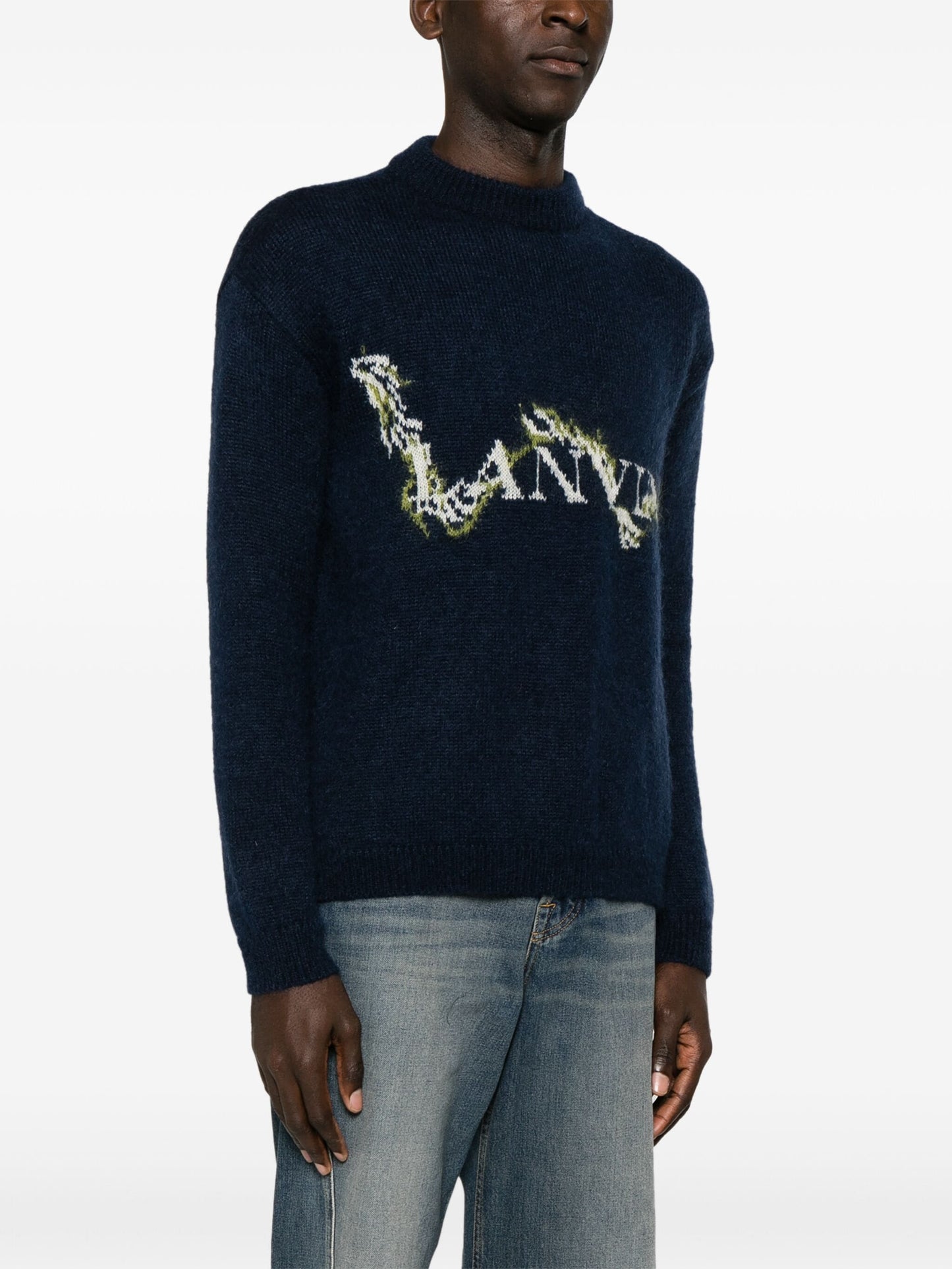 mock neck logo jacquard jumper by lanvin - bottegalusso: premier destination for modern luxury menswear