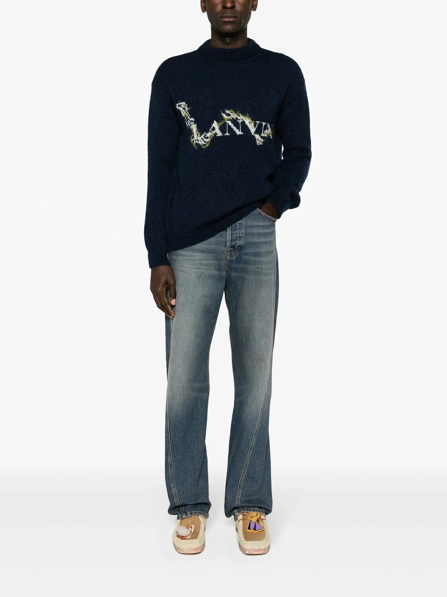 mock neck logo jacquard jumper by lanvin - bottegalusso: premier destination for modern luxury menswear