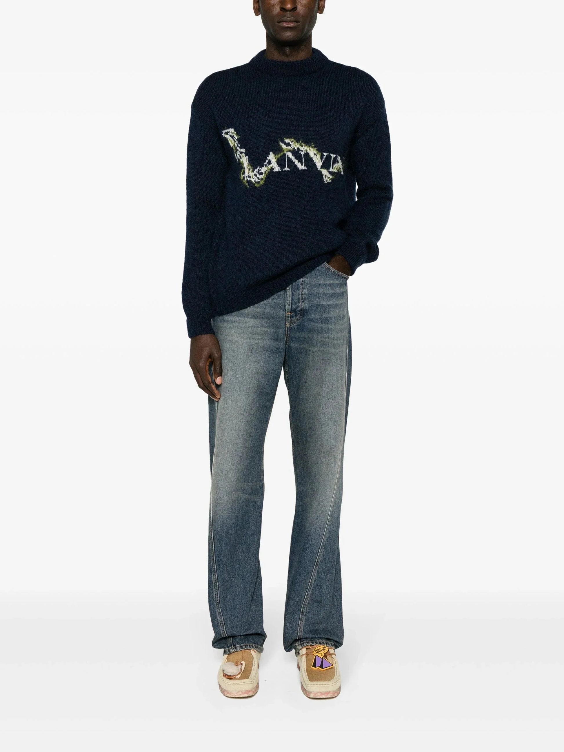 Mock Neck Logo Jacquard Jumper by Lanvin - bottegalusso: Premier Destination for Modern Luxury Menswear