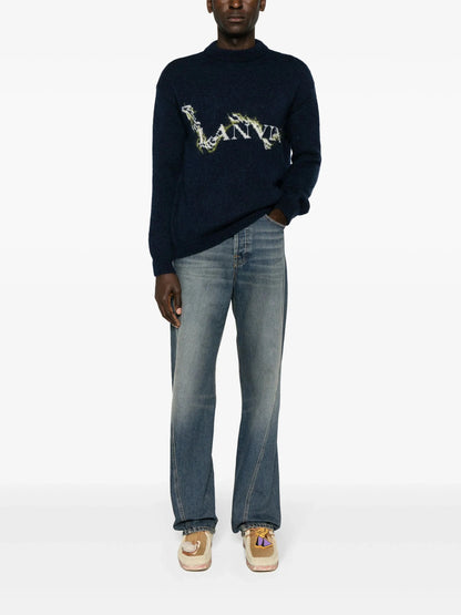 Mock Neck Logo Jacquard Jumper by Lanvin - bottegalusso: Premier Destination for Modern Luxury Menswear