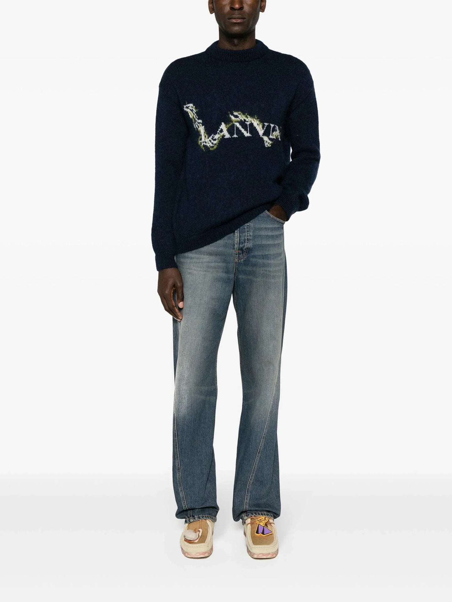 straight leg twist detailed cotton jeans by lanvin - bottegalusso: premier destination for modern luxury menswear