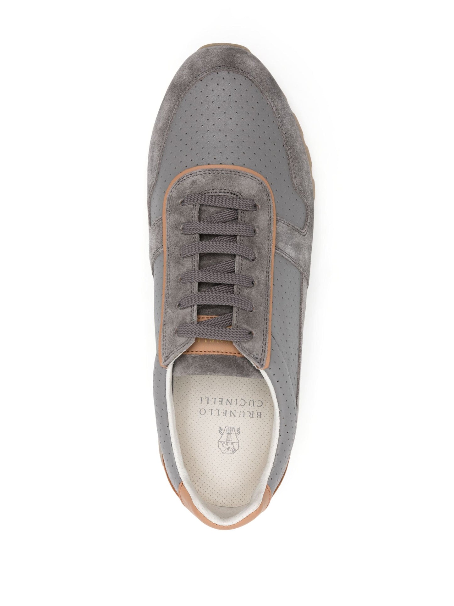 perforated suede sneakers by brunello cucinelli - bottegalusso: premier destination for modern luxury menswear