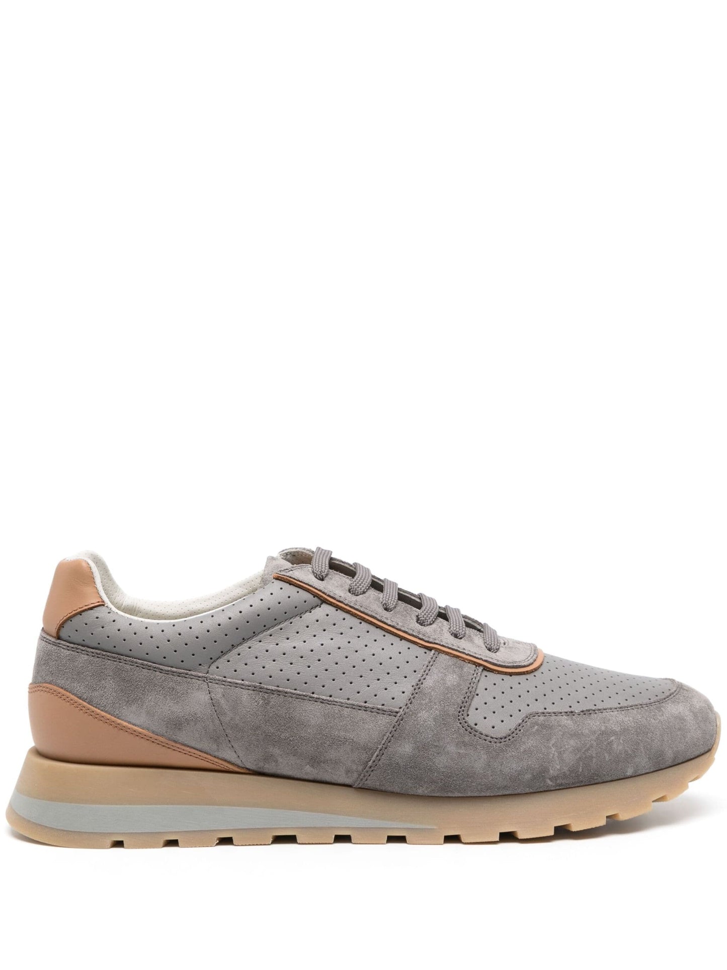 perforated suede sneakers by brunello cucinelli - bottegalusso: premier destination for modern luxury menswear