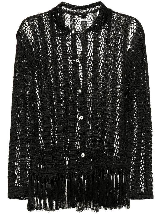 Open Knit Fringed Shirt