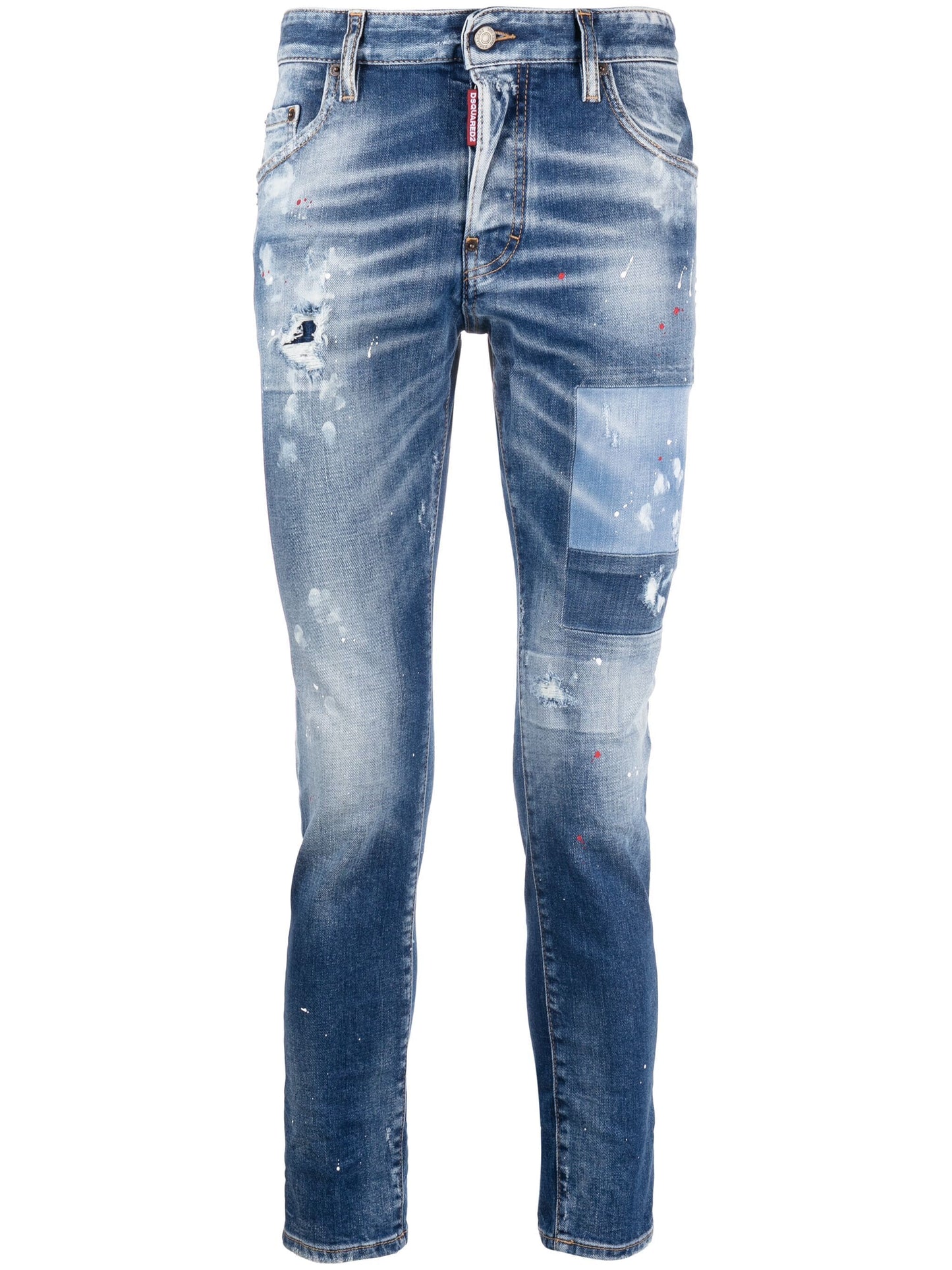 paint splatter distressed skinny jeans by dsquared2 - bottegalusso: premier destination for modern luxury menswear