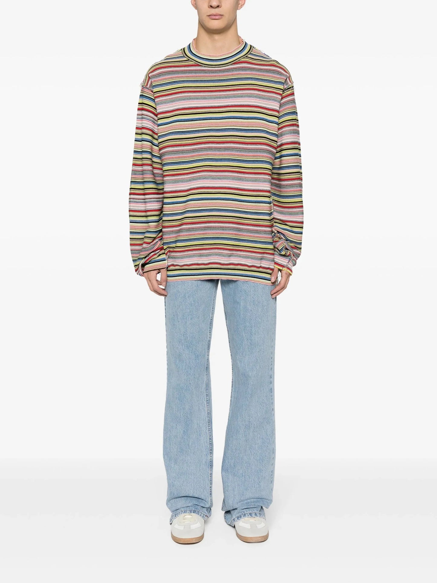 striped cotton jumper by maison margiela - bottegalusso: premier destination for modern luxury menswear