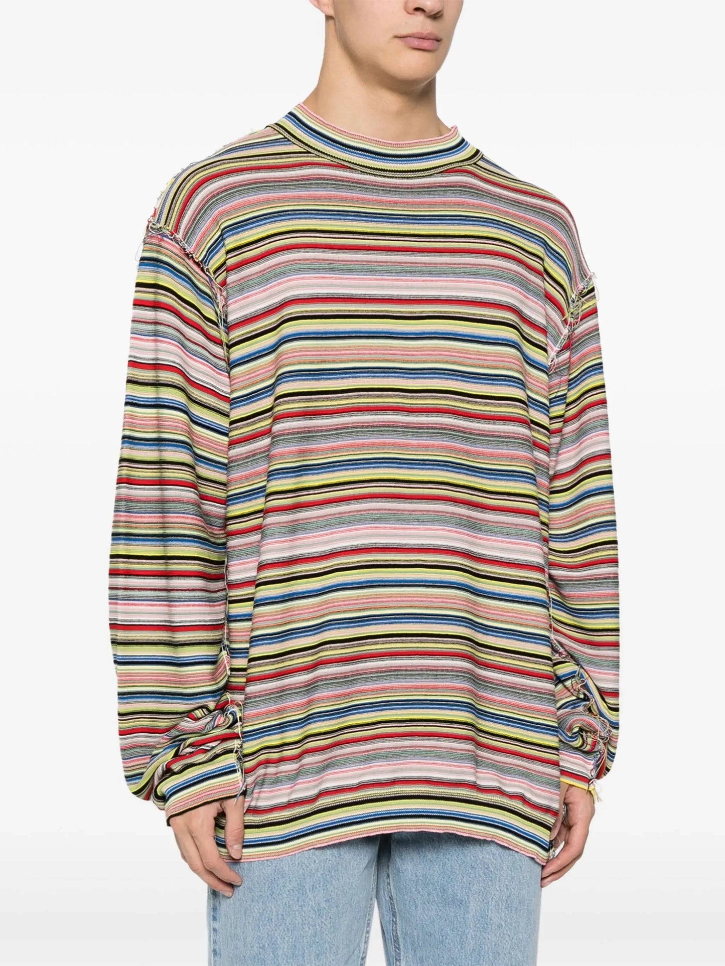 striped cotton jumper by maison margiela - bottegalusso: premier destination for modern luxury menswear