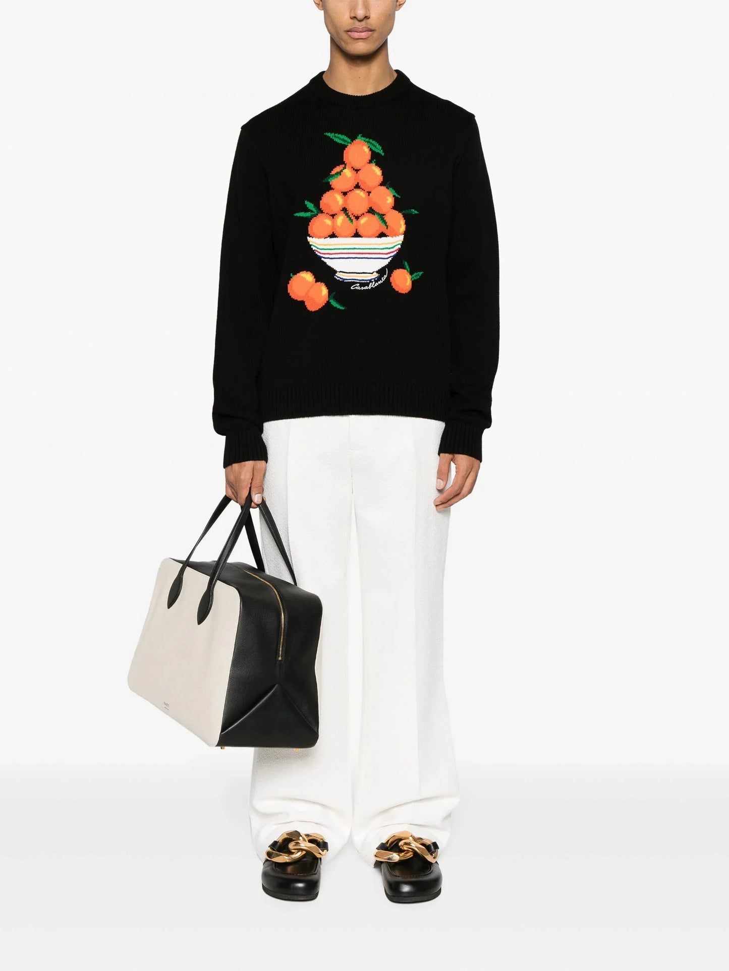 pyramide d'oranges intarsia knit jumper by casablanca - bottegalusso: premier destination for modern luxury menswear