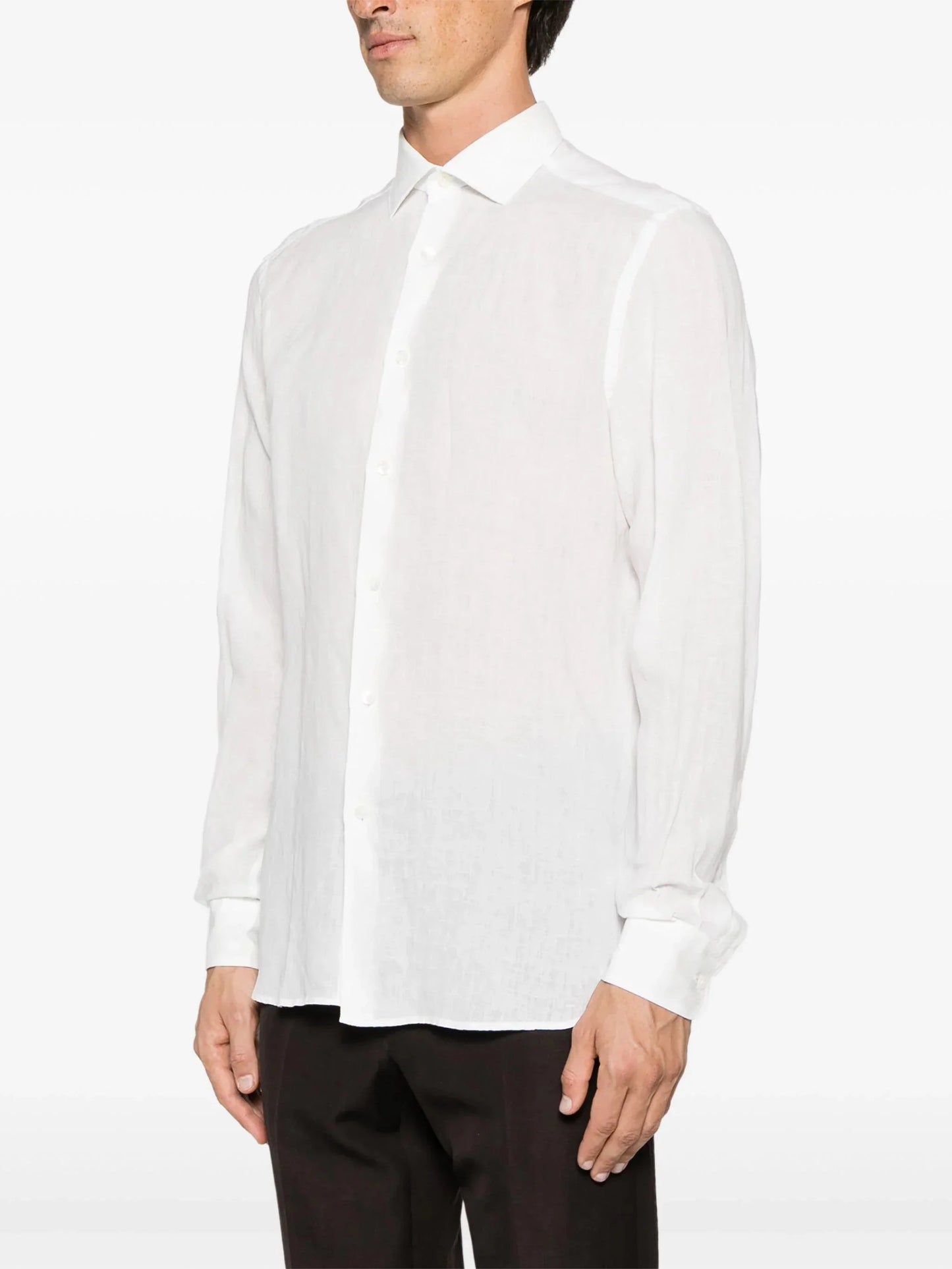 spread collar linen shirt