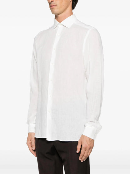 Spread Collar Linen Shirt