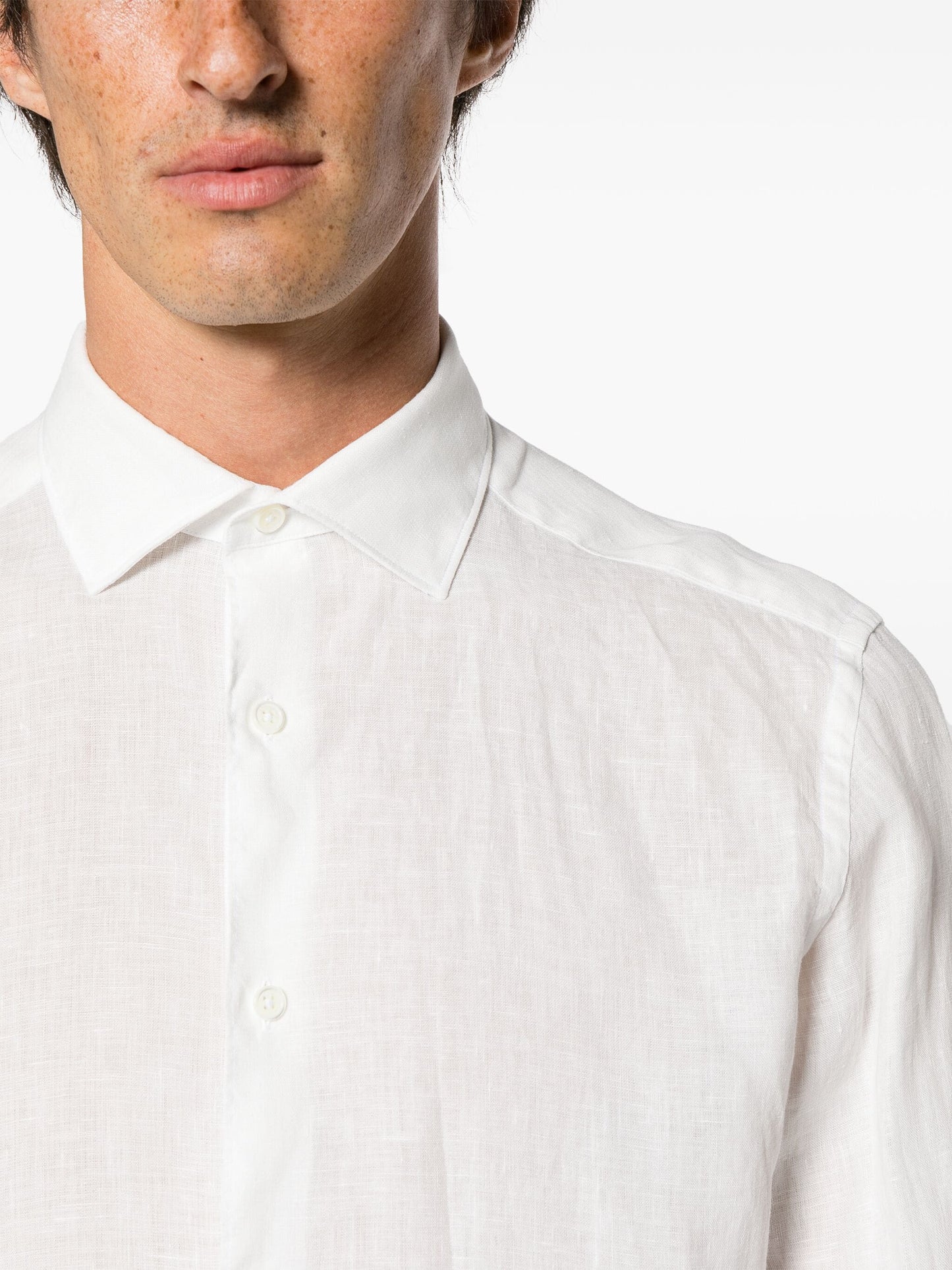 spread collar linen shirt