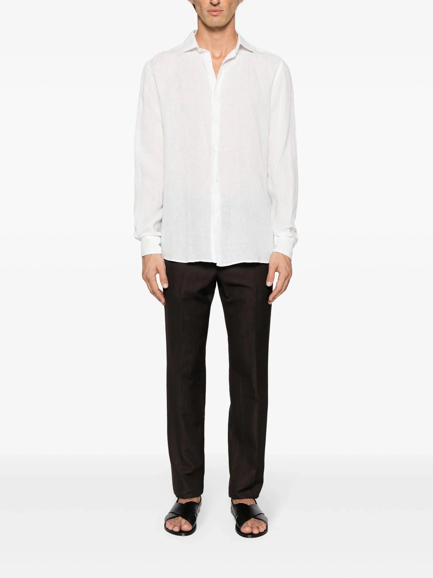 spread collar linen shirt