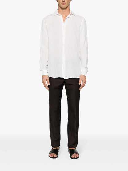 Spread Collar Linen Shirt