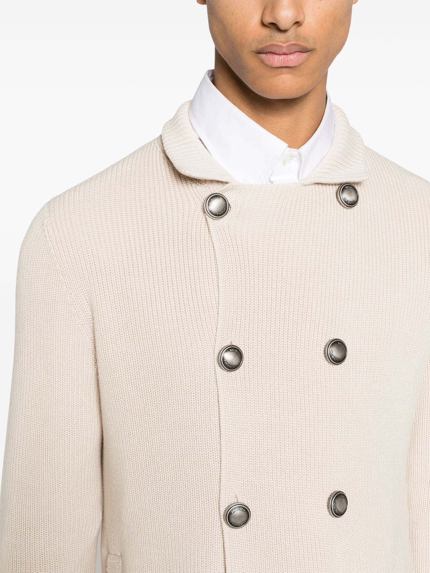 stand up collar cotton cardigan by brunello cucinelli - bottegalusso: premier destination for modern luxury menswear