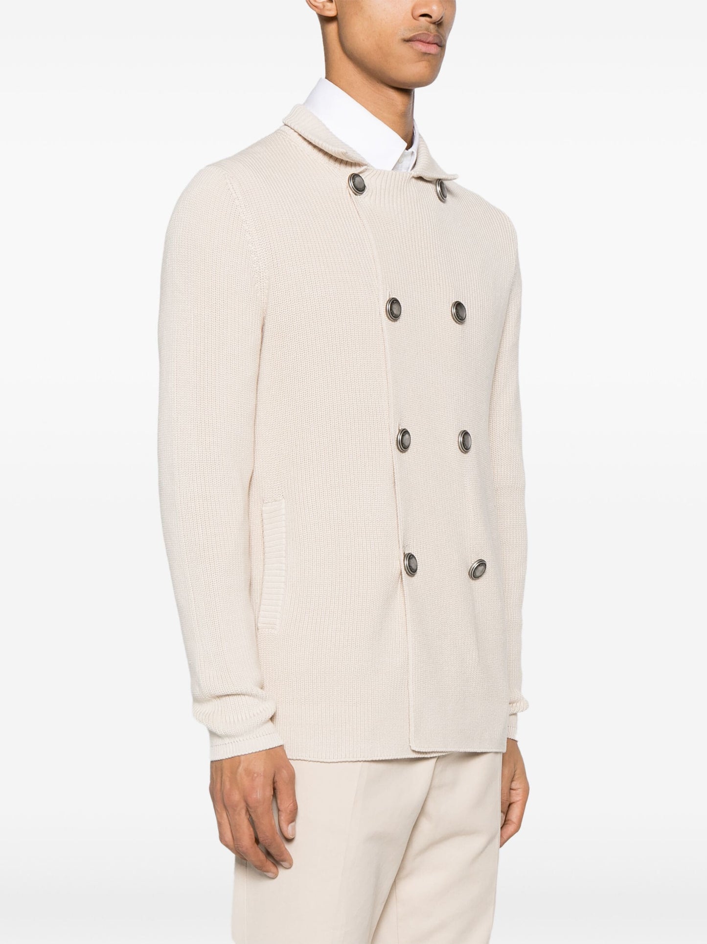 stand up collar cotton cardigan by brunello cucinelli - bottegalusso: premier destination for modern luxury menswear