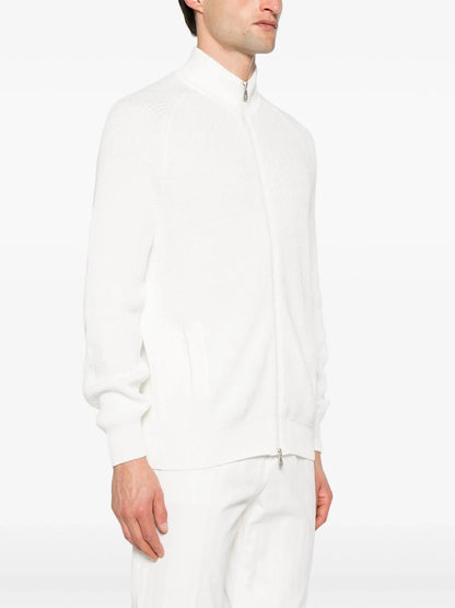 Mock Neck Cotton Cardigan by Brunello Cucinelli - bottegalusso: Premier Destination for Modern Luxury Menswear