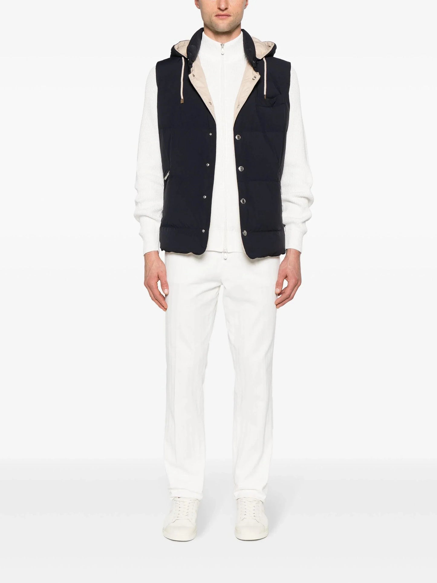 mock neck cotton cardigan by brunello cucinelli - bottegalusso: premier destination for modern luxury menswear