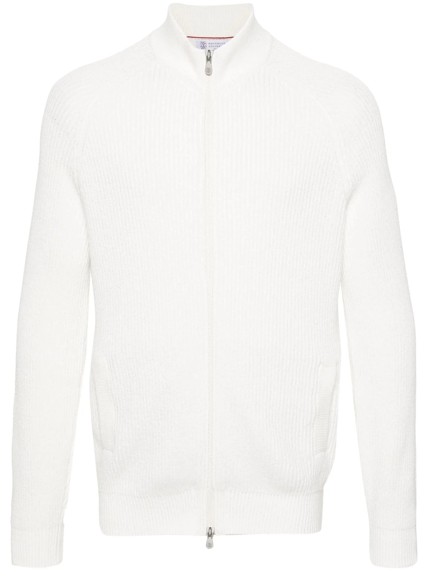 mock neck cotton cardigan by brunello cucinelli - bottegalusso: premier destination for modern luxury menswear