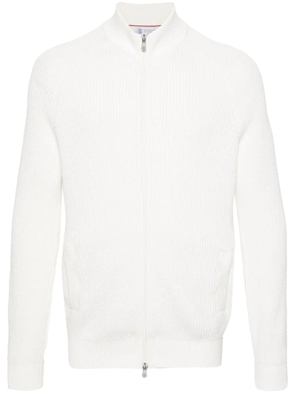 Mock Neck Cotton Cardigan by Brunello Cucinelli - bottegalusso: Premier Destination for Modern Luxury Menswear