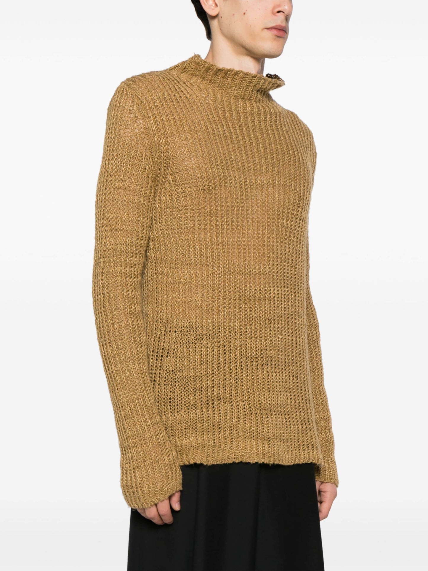 mock neck linen jumper by dries van noten - bottegalusso: premier destination for modern luxury menswear