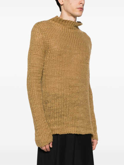 Mock Neck Linen Jumper by DRIES VAN NOTEN - bottegalusso: Premier Destination for Modern Luxury Menswear