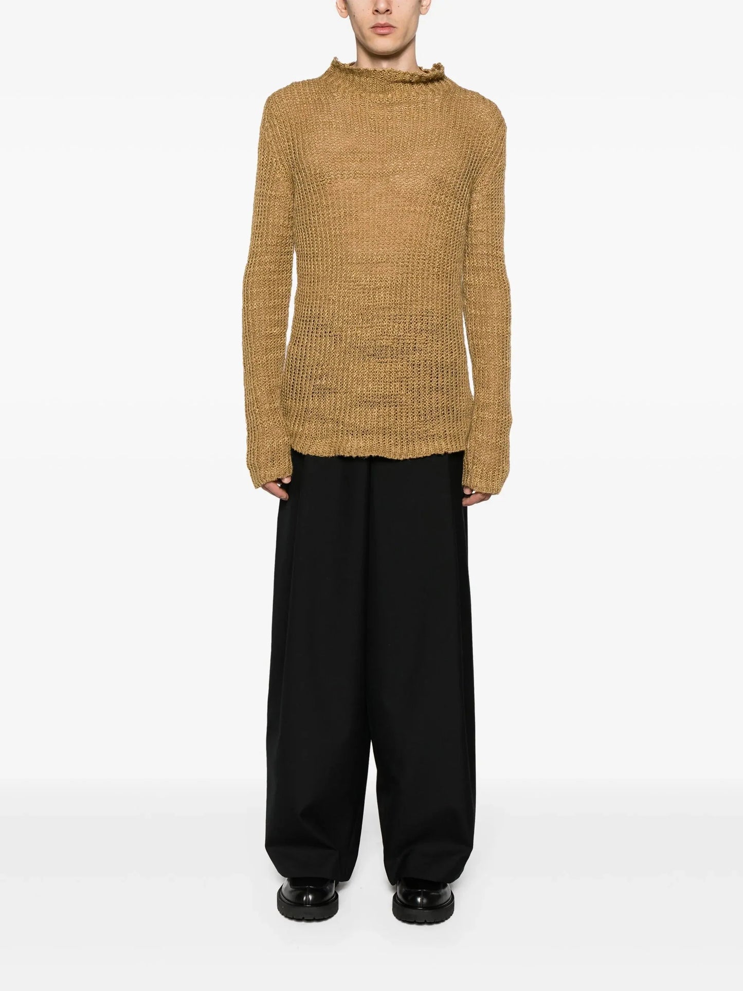 mock neck linen jumper by dries van noten - bottegalusso: premier destination for modern luxury menswear