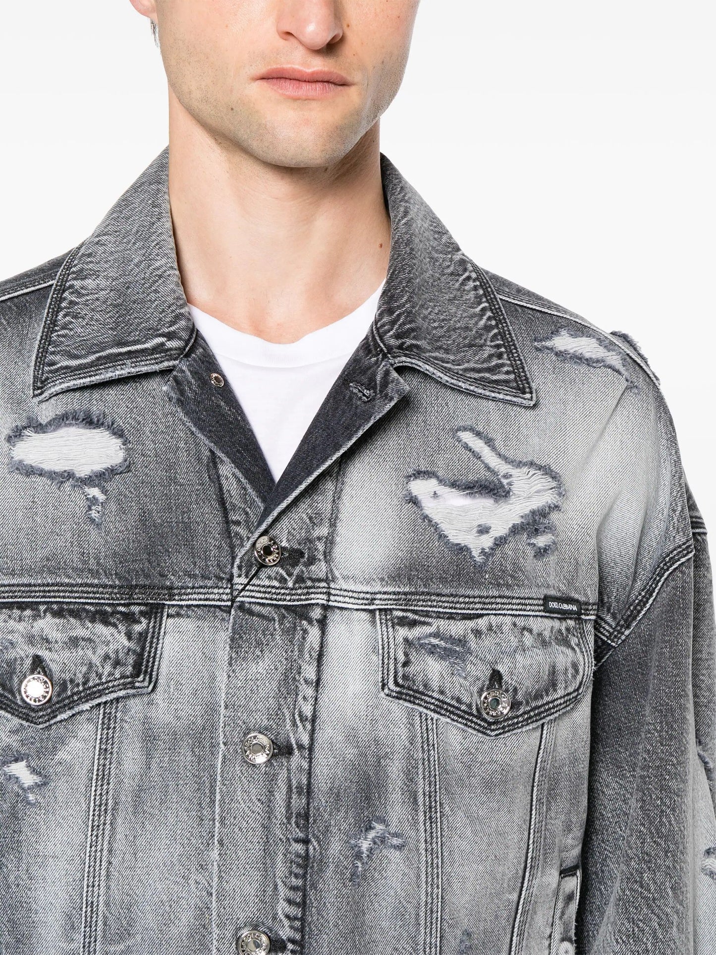 ripped detail denim jacket