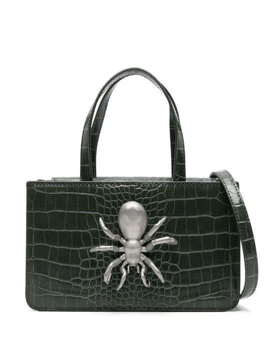 Spider snakeskin-effect tote bag