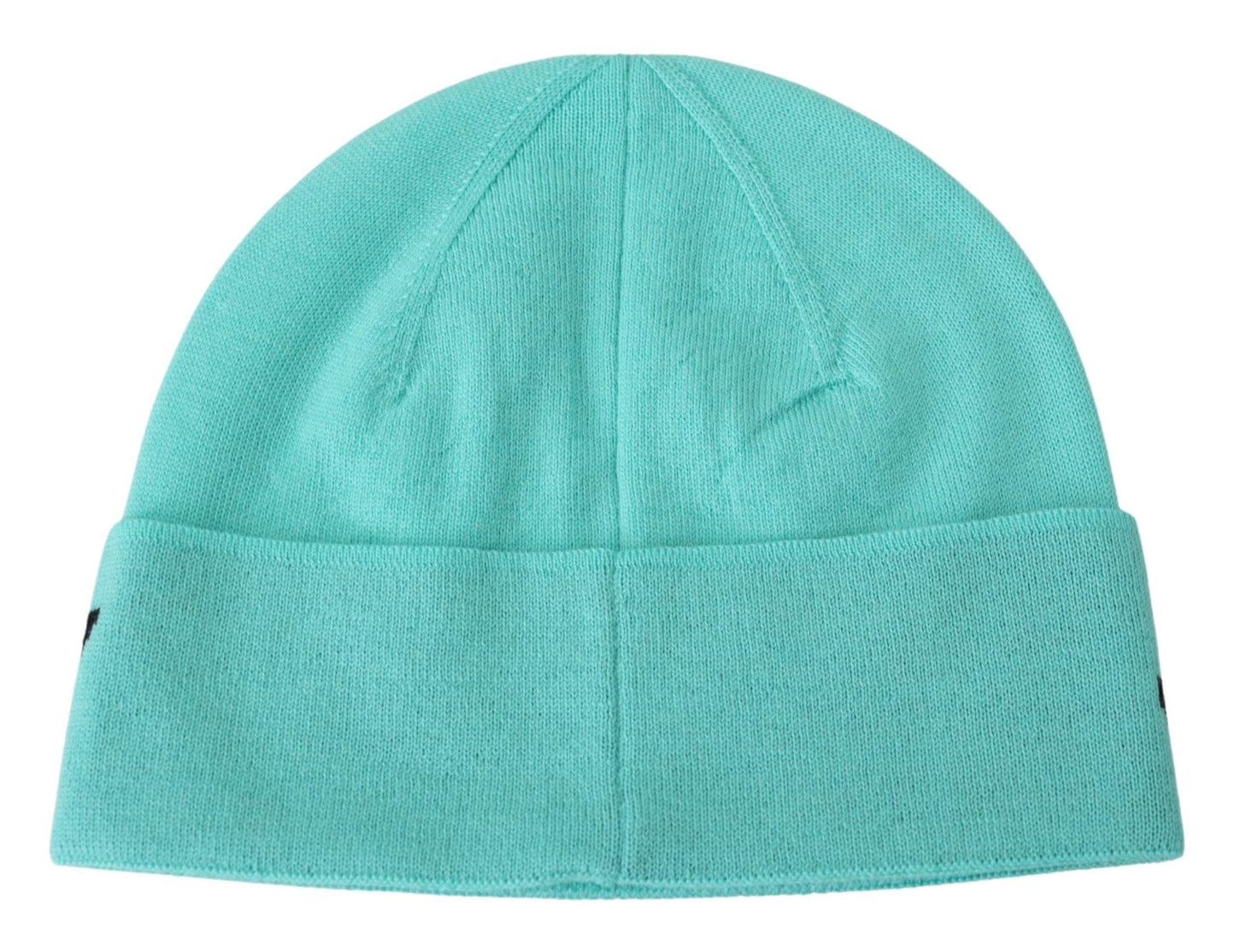 aquamarine green wool beanie with signature logo