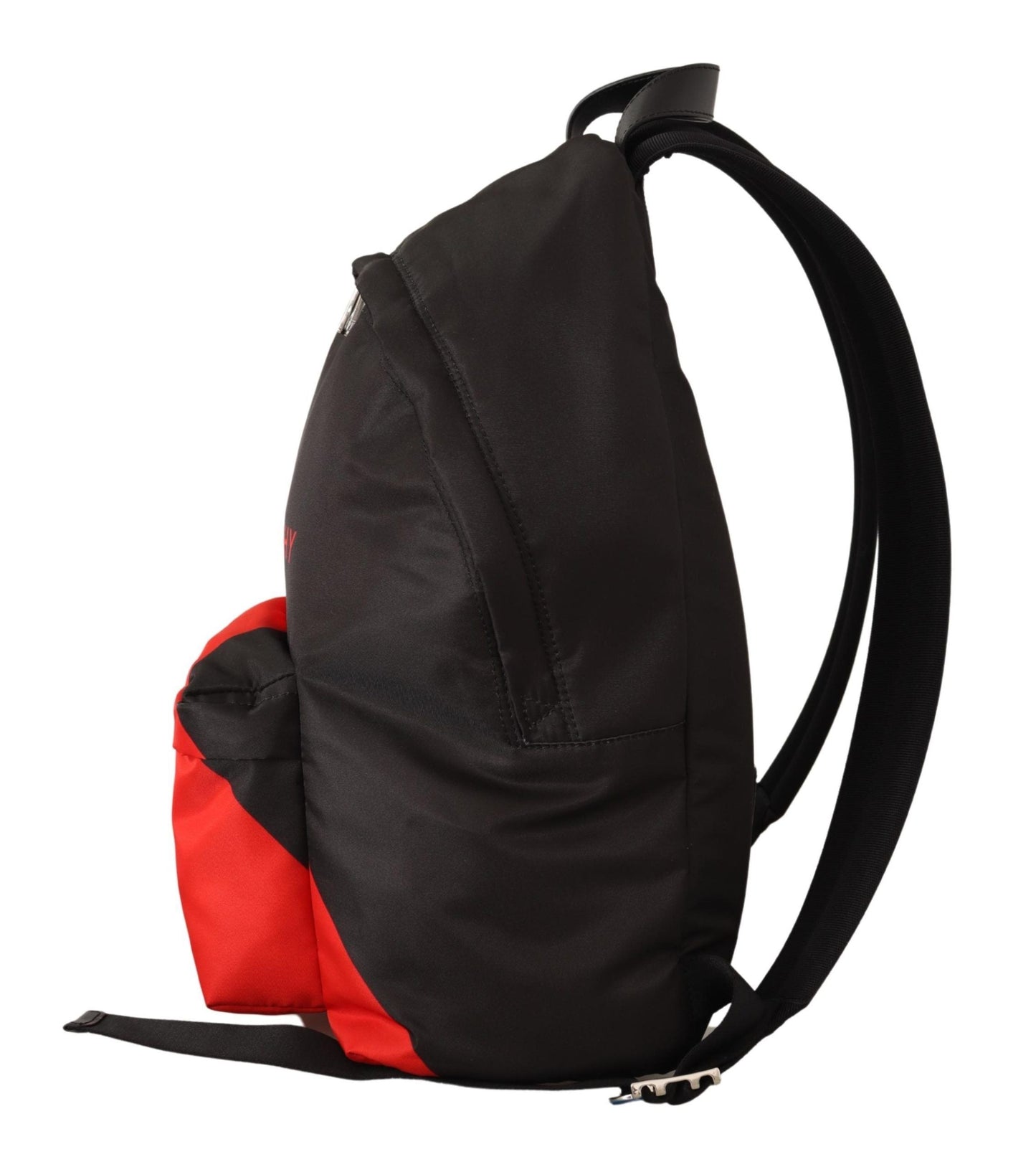 sleek urban backpack in black and red