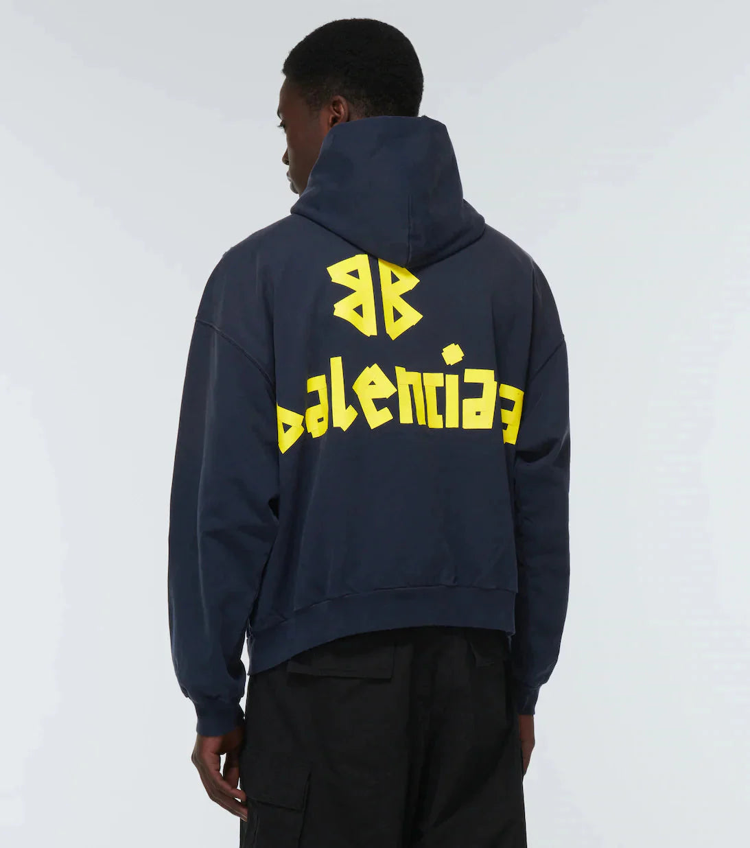 tape logo cotton jersey hoodie by balenciaga - bottegalusso: premier destination for modern luxury menswear