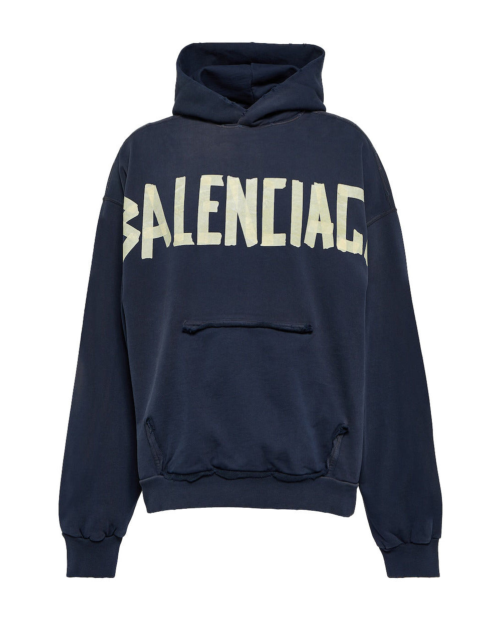 tape logo cotton jersey hoodie by balenciaga - bottegalusso: premier destination for modern luxury menswear