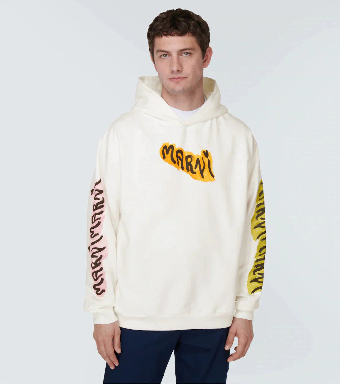 printed cotton jersey hoodie by marni - bottegalusso: premier destination for modern luxury menswear