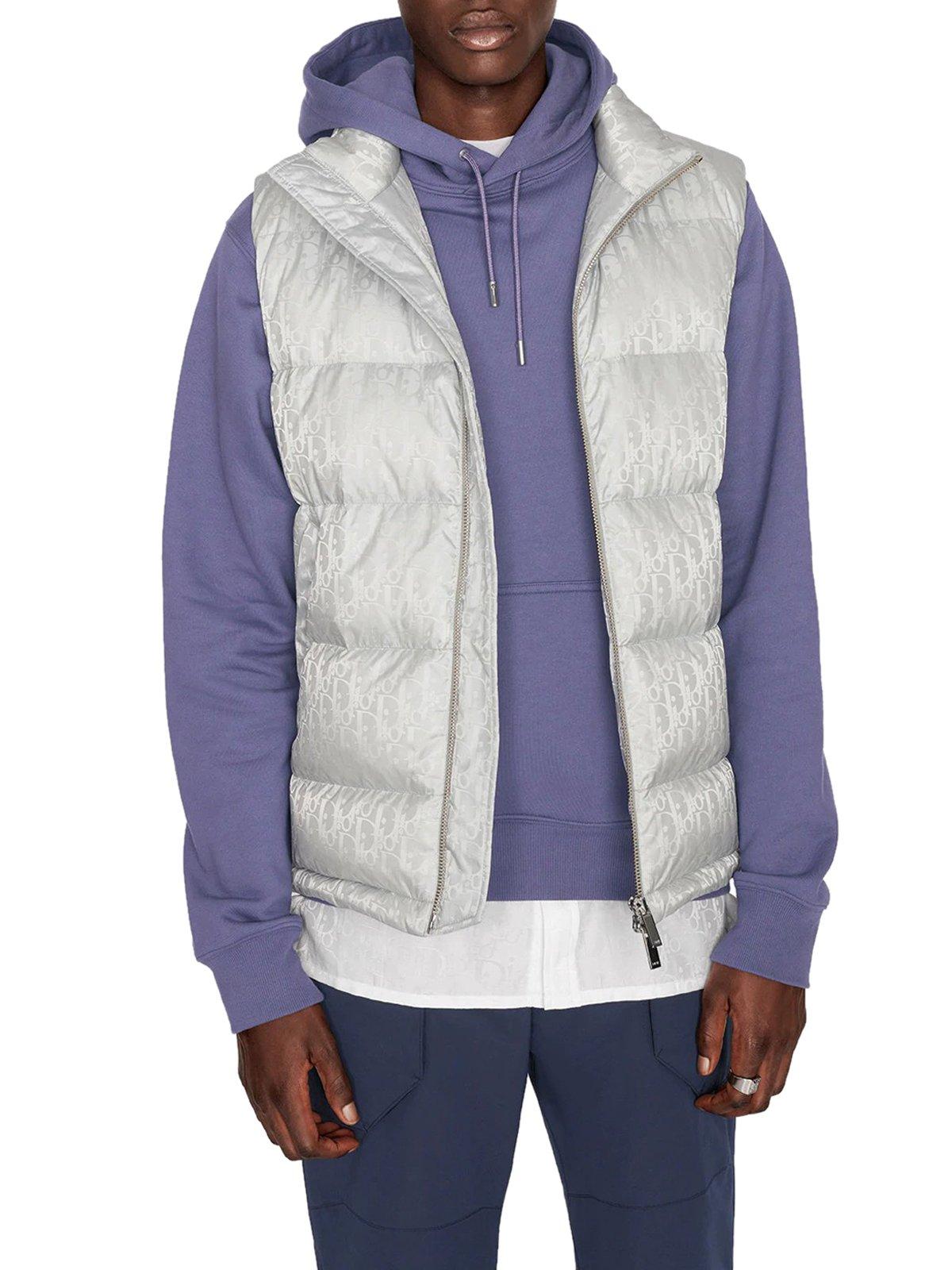 oblique sleeveless down jacket